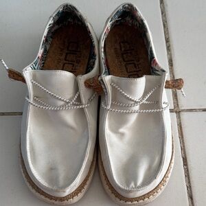 Hey Dude Cream Moccasins